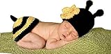 CX-Queen Baby Newborn Bee Knit Crochet Clothes Beanie Hat Outfit Photo Props