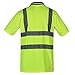 SHORFUNE High Visibility Polo Shirt with Reflective Strips, Yellow, ANSI/ISEA Standards, L