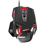 Mad Catz RAT4 Wired Optical USB LED RGB Mouse with 9 Programmable Buttons, Adjustable - Black