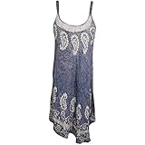 Mogul Interior Flora Women Beach Tank Dress Batik Loose Sleeveless Cover up Sundress S