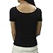 Hilinker Women's Short Sleeve Fitted Big U Neck Modal Blouse Top Basic Solid Scoop Neck T-Shirt Slim Stretchy Shirt (Medium, Black)
