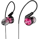 Tongxin M9 Full Metal Monitors Noise Isolating over ear of In-Ear Earbuds Earphones Stereo Headphones with Microphone for iPhone, iPad, Android (Red) …