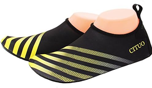 TOOSBUY Barefoot Aqua Skin Fitness Beach Swim Yoga Scuba Running Diving Boarding Skiing Water Shoes Yellow XXXL