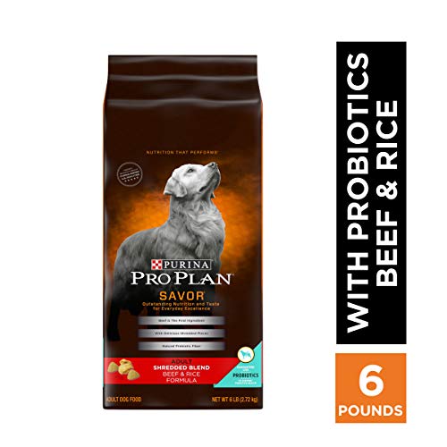 Purina Pro Plan With Probiotics Dry Dog Food, SAVOR Shredded Blend Beef & Rice Formula - 6 lb. Bag