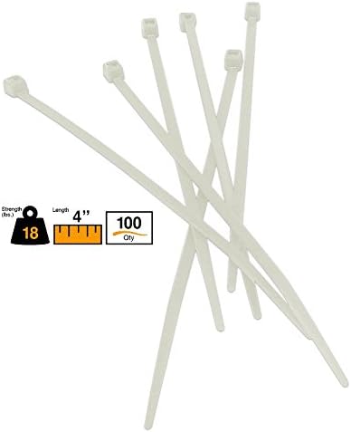 BuyCableTies 4" Miniature Style Indoor Cable Ties - 18 lb Rated - Made in USA - Natural/Clear - 100 per bag