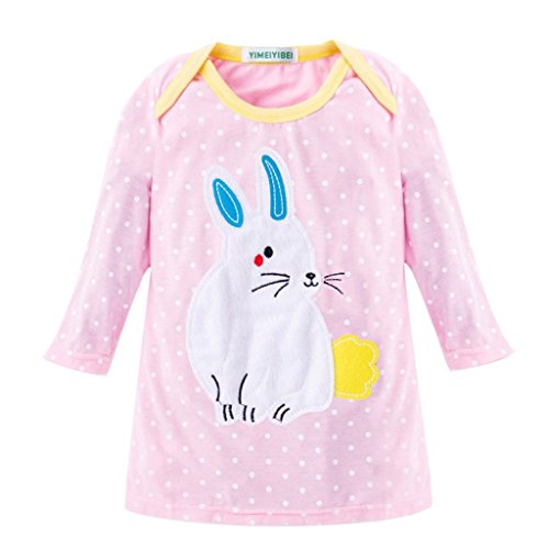 Girls Long Sleeve Cartoon Rabbit And Duck Cotton Casual Dress 1-7Years