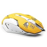 Gaming Mouse, Backlit Optical Game Mice Ergonomic USB Wired with 2400 DPI and 6 Buttons 4 Shooting for Pro Game PC Computer Laptop Desktop Mac (Yellow)