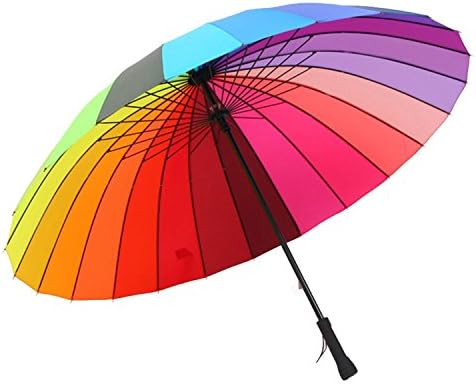 Big Rainbow Rain Umbrella Windproof Golf Stick Sun Uv Parasol Outdoor Long Straight Handle Stick Large Outdoor Umbrella Manual Parasol