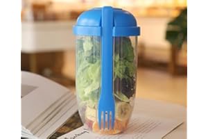 Keep Fit Salad Meal Shaker Cup, Fresh Salad Cup to Go with Fork & Salad Dressing Holder, Salad Shaker Container to Go, Portab