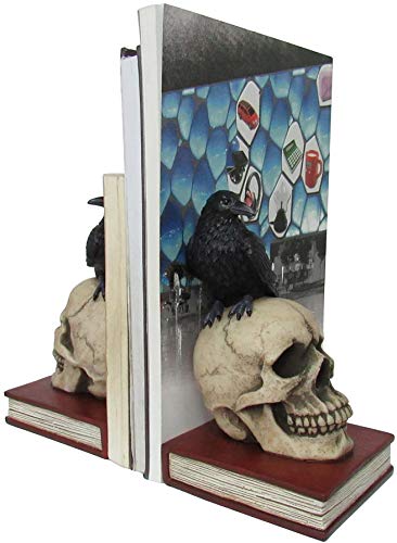 DWK 8.5" Murder & Mystery Raven on Skull Bookends