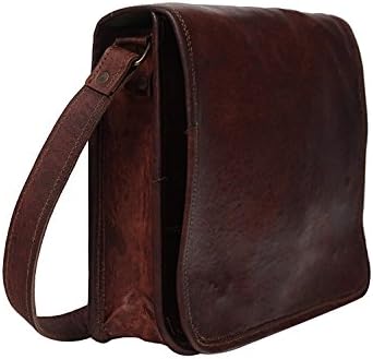 Mangal Murti Handicrafts Pure Leather Vintage Laptop Shoulder Cross Body Messenger Full Flap Bag, 13 Inches (Brown, LLB011)