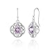 Sterling Silver Genuine, Simulated, or Created Gemstone 5x5mm Cushion-Cut Celtic Open Knot Dangle Earrings