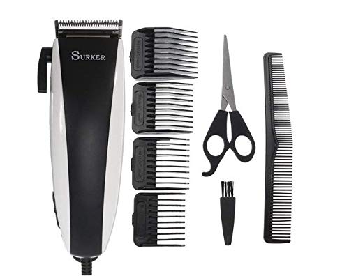 Surker Pets Hair Trimmer with 4 Replaceable Combs (Black)