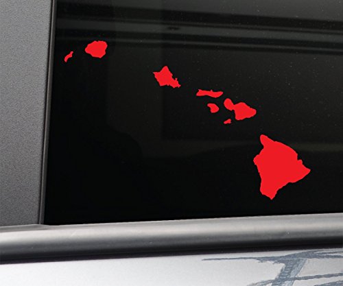 Hawaii Vinyl Decal Laptop Car Truck Bumper Window Sticker, 5" x 8", Red
