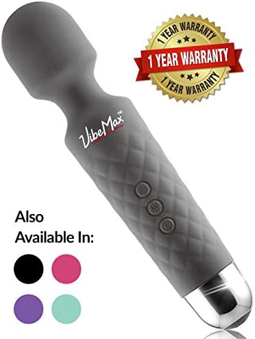 VibeMax Personal Wand Massager: Wireless & Waterproof - Handheld - Rechargeable - Powerful Multi Speed Vibration - Whisper Quiet - Cordless - Mini - Grey