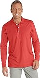 Coolibar UPF 50+ Men's Long Sleeve Polo Shirt - Sun Protective (Large- Paprika Red)
