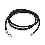 Bling Jewelry Black Silk Cord Chain Necklace 2mm with Clasp Silver Plated