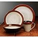 Gibson Couture Bands Reactive Glaze Dinnerware Set, 16 piece, Red and Cream
