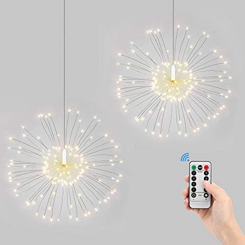 LED String Lights Starburst Lights, LightMe 120 LED Hanging Firework Fairy Twinkle Lights, Bouquet Shape Decorative String Lights with Remote Control for Wedding, Garden, Party and Christmas(2-Pack)