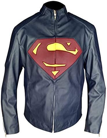 Top Leather Factory Mens Blue Super Jacket with Super S Logo for Man