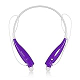 Amazou Wireless Bluetooth Music Stereo Universal Headset Headphone Bluetooth Headset Universal Vibration Neckband Style Headset Earphone Headphone for Cellphones (Purple)