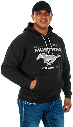 Men's Ford Mustang Pullover Hoodie Legend Lives Charcoal Gray Sweatshirt (Large, GEN4-charcoal Gray)