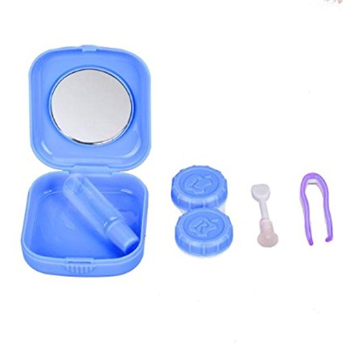 Polytree Portable Travel Kit Mirror Box Contact Lens Case Holder - Blue