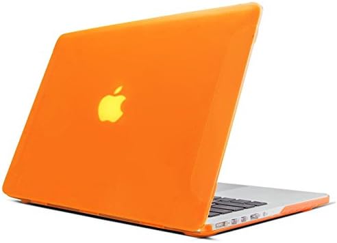 Case for MacBook Retina 15 inch, LynneTech Rubberized Matte Finish Hard Plastic Apple Logo Shine Through Cover for MacBook Pro 15.4" Model: A1398 (NO CD-ROM) (orange)