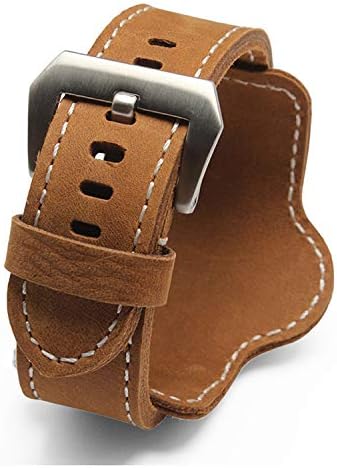 Constructs 20Mm 22Mm 24Mm 26Mm Cuff Bracelet Watch Strap Leather Watchband Black Brown Decorative Style Belt for Mens