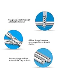 hqmaster 10 Pack 4 flauta 1 8" Cutting Dia. End Mill cortador CNC espiral Router Bits Herramienta de Fresado de Corte Set Acero de tungsteno 17 mm CEL