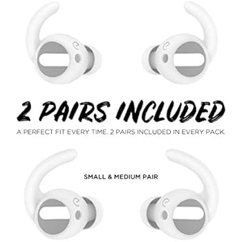 EarBuddyz Ultra Ear Hooks and Covers Compatible with Apple AirPods 1 & AirPods 2 or EarPods Featuring Bass Enhancement Technology, White