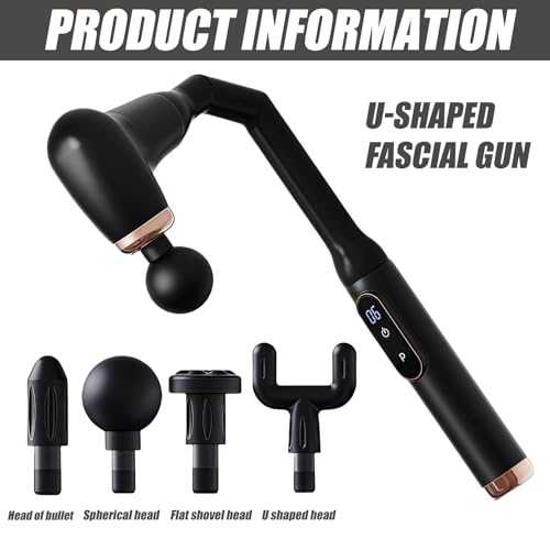 LEKEFETO Revolutionäre U-förmige Massagepistole Rückenmassagegerät: Tiefengewebe Muskel Massagegerät, 4 Köpfen, 6 Geschwindigkeitsstufen, Tiefengewebe Massagepistole für Schmerzlinderung thumbnail 2