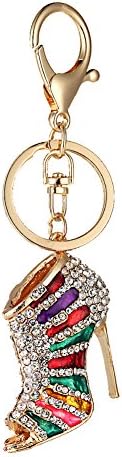 Diamondo Fashion Lady's High Heels Keychain, Creative Alloy Rhinestone Shoes Lady Gift (Multicolor)