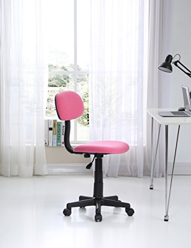 Hodedah Armless Task Chair with Adjustable Height and Swivel Functionality, Pink