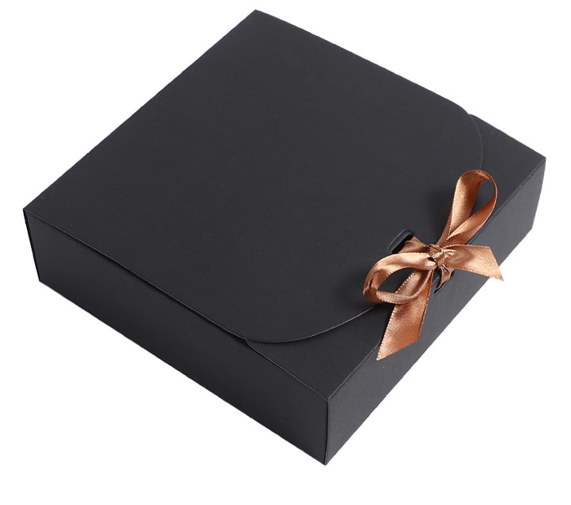 Photo 1 of 10 Present Gift Boxes, 16x16x5cm Rectangle Paper Gift Box with Lid & Bow Ribbon, Party Favor Bags Paper Presentation Boxes for Parties, Christmas, Birthday, Wedding, Packing Dress, Gloves, Soap etc