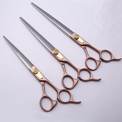100% Japan 440c Rose gold Professional Pet brand dog Grooming scissors 7.0 7.5 8.0 inch sharp cutting straight shears (7.0inch)