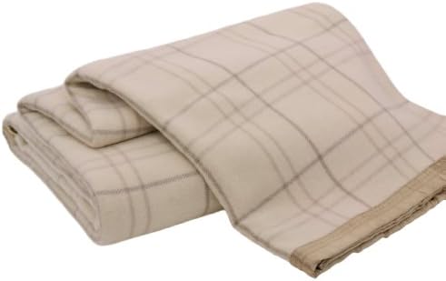 Creswick Luxurious All-Natural 100-Percent Australian Merino Wool Oversized Blanket, King Size, Ivory Check