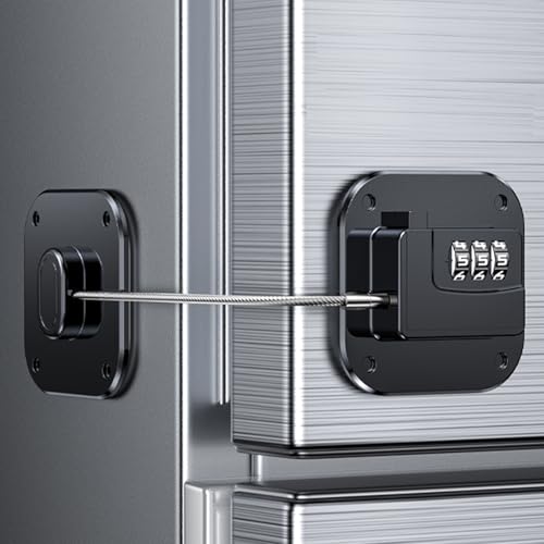 WILNIRY Child Proof Fridge Door Lock with Adhesive, Refrigerator Door Lock with Code for Kids and Pets, Self Adhesive Combination Latch for Freezer, Cabinets, Drawers, Air Oven, Windows (Patent)