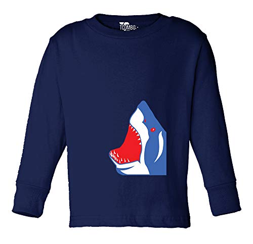 Shark Head Toddler Long Sleeve Shirt (Navy Blue, 4T)
