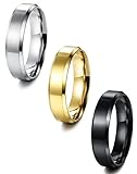 Jstyle Stainless Steel Rings for Men Wedding Ring Cool Simple Band 6 MM 3 Pcs A Set Size 11