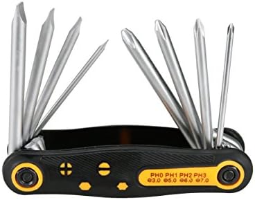 VIKINS 8 in 1 Portable Folding wrench screwdriver Nut Driver Key Set Tool Kit (Straight and Cross screw driver)