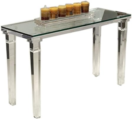 Shahrooz Acrylic Chateau Console Table with Glass, Transparent