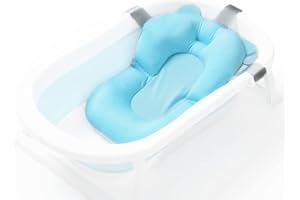 INELIHOO Infant Baby Bath Cushion Bathtub Support Infant Baby Shower Seat Bather Foam Floating Soft Bath Pillow Bathtub Insert Tray Non-Slip Portable Newborn Shower Bath Mat for Baby 0-12 Months