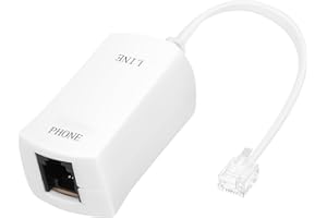 Uvital DSL Filter for Landline Phone, 1 Pack DSL Modem Phone Filter Adapter, RJ11 6P2C Male to Female ADSL Cable in-line ADSL Filters for Fax Machines/Answering Machines, White