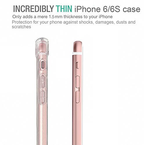 CaseHQ iPhone 6 Case, iPhone 6s Case,Crystal Clear Shock Absorption Bumper Slim Fit,Heavy Duty Protection TPU Cover Case for Apple iPhone 6/iPhone 6S (4.7 inch) -Rosegold