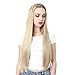 Clip in U part Half Wig For White Women Ash Blond Silky Straight Long Hair Extensions Synthetic Hairpiece Full Head Thick 1Pc Cosplay Hair Wigs Heat Friendly Fiber 28