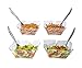Set Of Four Square Wavy Plastic Clear Serving Bowls With Serving Spoons – Two Large (90 oz) and Two Medium (45 oz) Bowls – Perfect For Your Party or Event – and Durable Hard Plastic