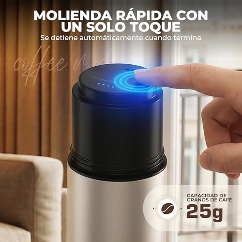 HAUSHOF Portable Cordless Electric Coffee Grinder with Double Thermal Cup 700ml, 5 Adjustable Grinding Levels, All-in-One Pour Coffee Maker for Camping, Outdoor Travel, RV and Office