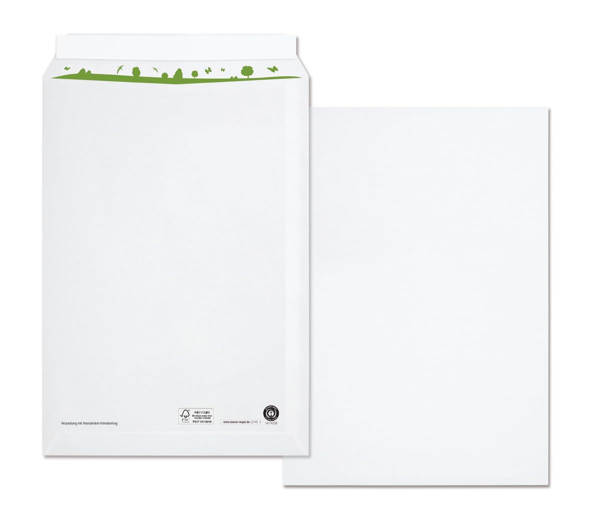Beeco 04470161 °C4 Recycled Paper with Green Inner Print, Peel and Seal Pack of 250/229 x 324 mm 100 g White