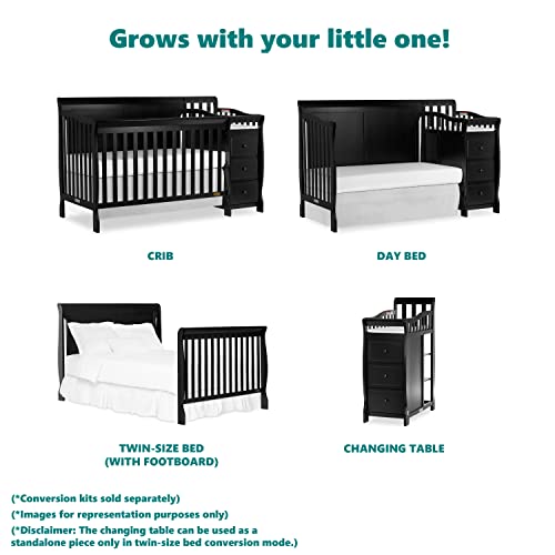 Dream On Me Jayden 4in1 Mini Convertible Crib And Changer in Storm